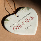Our First Christmas Married Ornament 2026 – Ceramic Heart