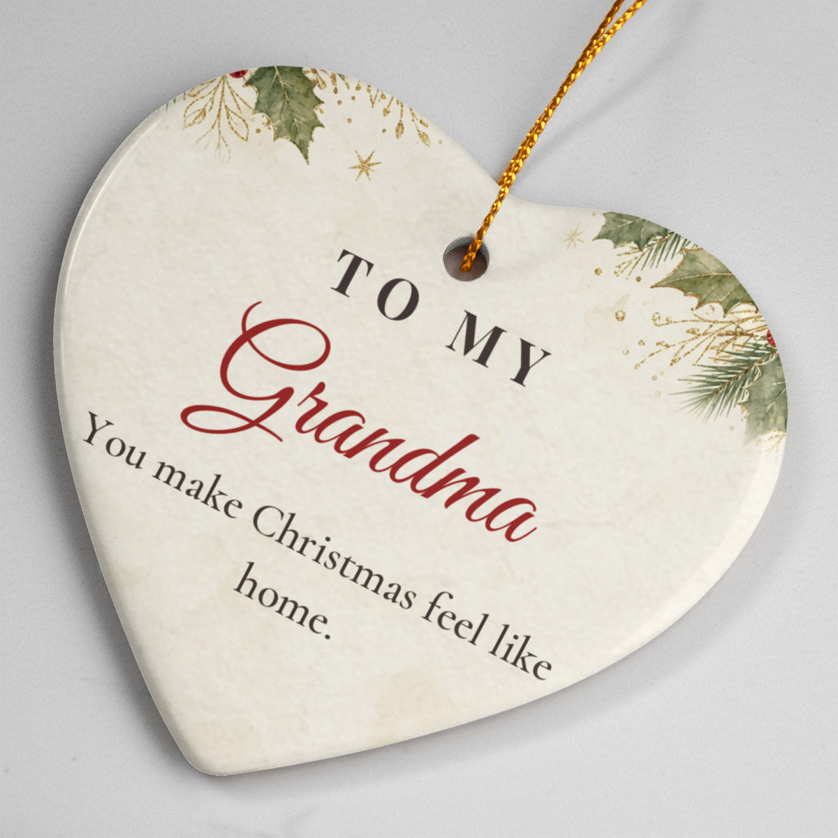 Grandma Christmas Ornament – Ceramic Heart