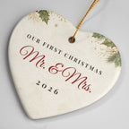 Our First Christmas Married Ornament 2026 – Ceramic Heart