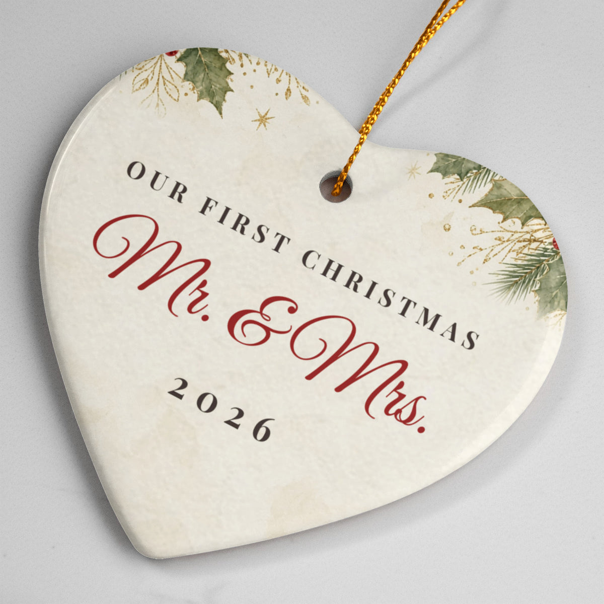 Our First Christmas Married Ornament 2026 – Ceramic Heart