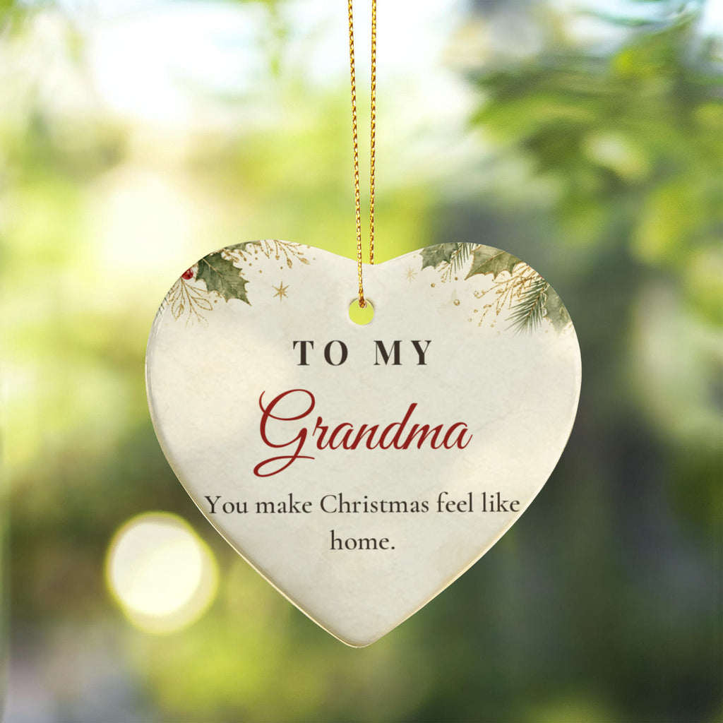 Grandma Christmas Ornament – Ceramic Heart