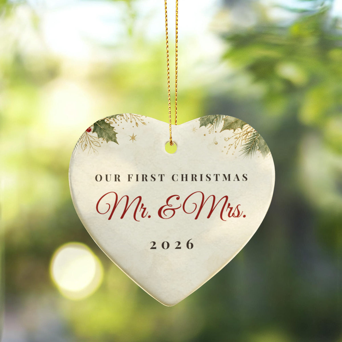 Our First Christmas Married Ornament 2026 – Ceramic Heart