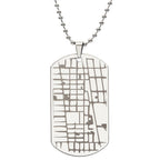 Engraved map dog tag necklace for him, stainless steel