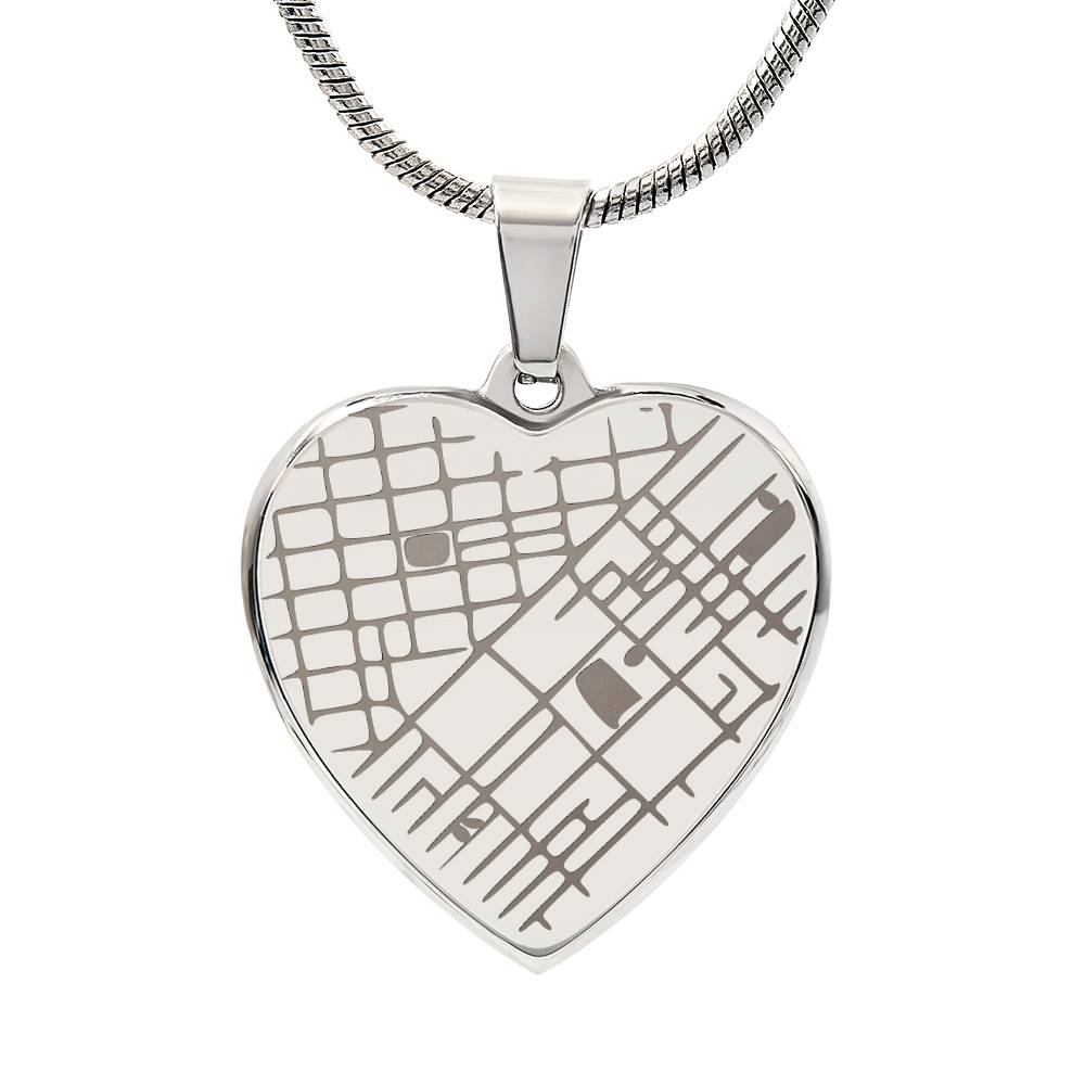 Engraved Heart Map Necklace for Her – Custom Location Gift for Wife, Mom or Girlfriend