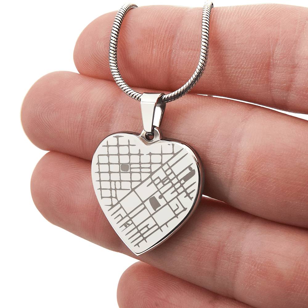 Engraved Heart Map Necklace for Her – Custom Location Gift for Wife, Mom or Girlfriend