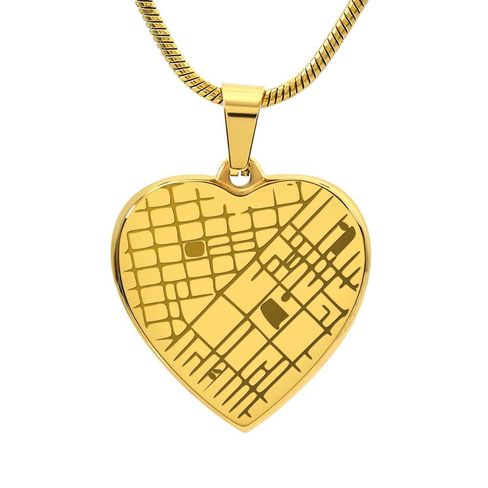 Engraved Heart Map Necklace for Her – Custom Location Gift for Wife, Mom or Girlfriend