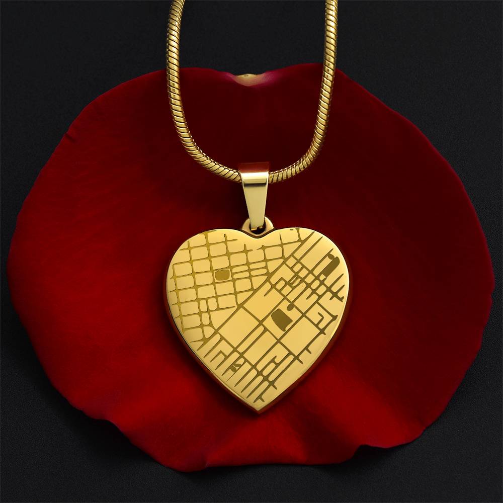 Engraved Heart Map Necklace for Her – Custom Location Gift for Wife, Mom or Girlfriend