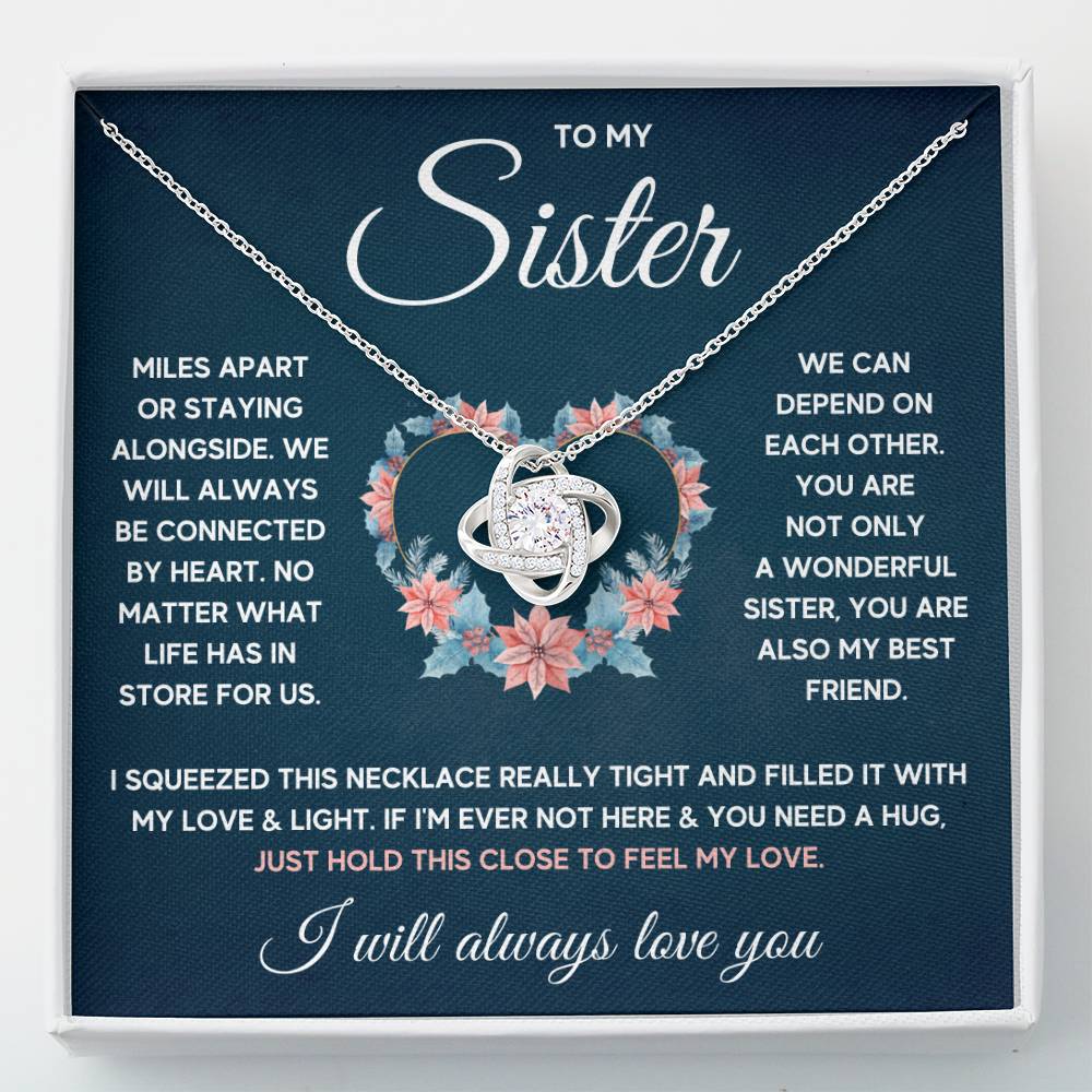 To My Sister – Squeezed Love Knot – Necklace Gift Set