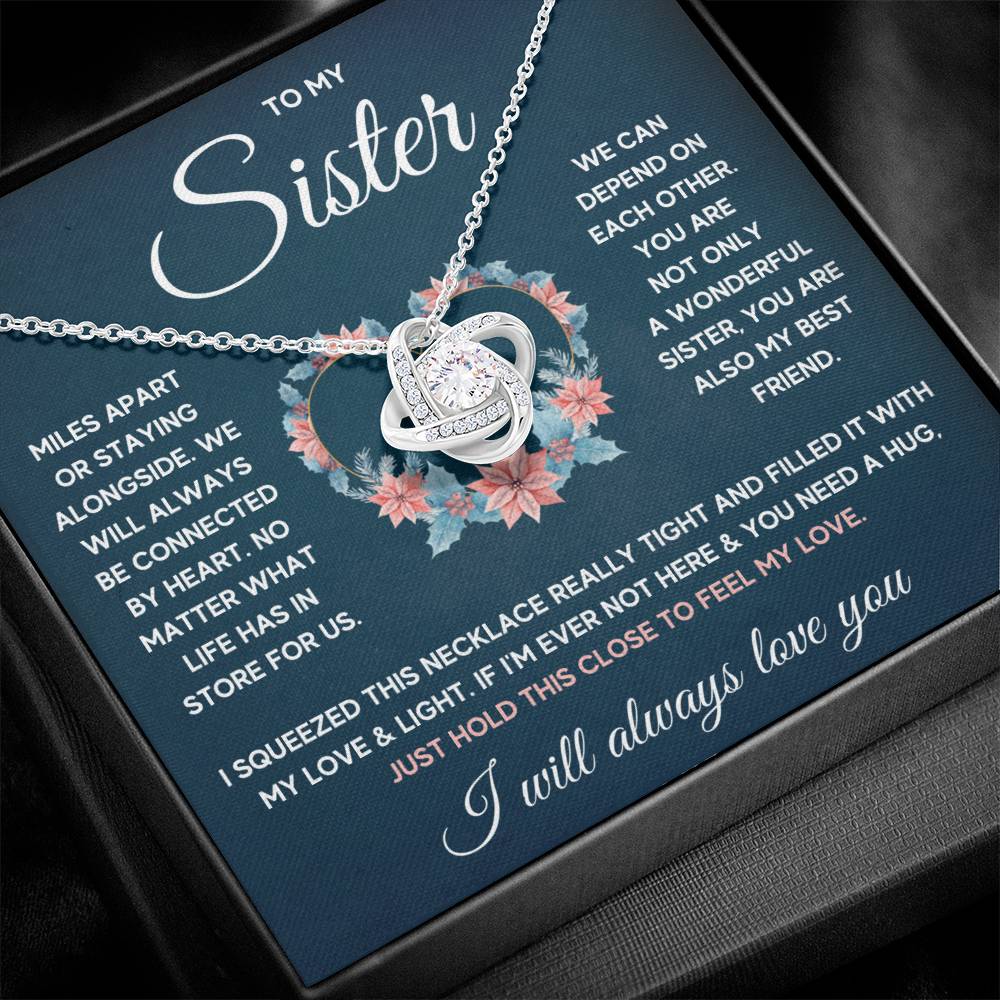 To My Sister – Squeezed Love Knot – Necklace Gift Set