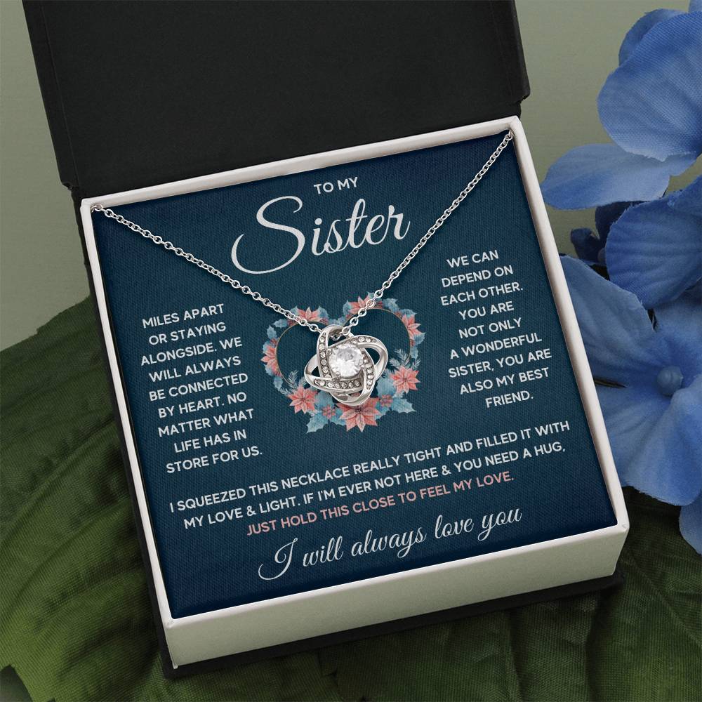 To My Sister – Squeezed Love Knot – Necklace Gift Set