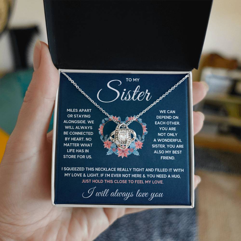 To My Sister – Squeezed Love Knot – Necklace Gift Set