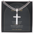 Men's cross necklace for Husband, stainless steel on card