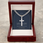 Men's cross necklace for Dad, stainless steel in luxury box, alternate view