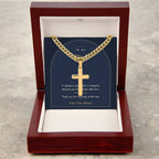 Men's cross necklace for Dad, 18k gold finish in luxury box, alternate view