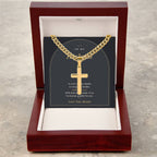 Men's cross necklace for Husband, 18k gold finish in luxury box, alternate view