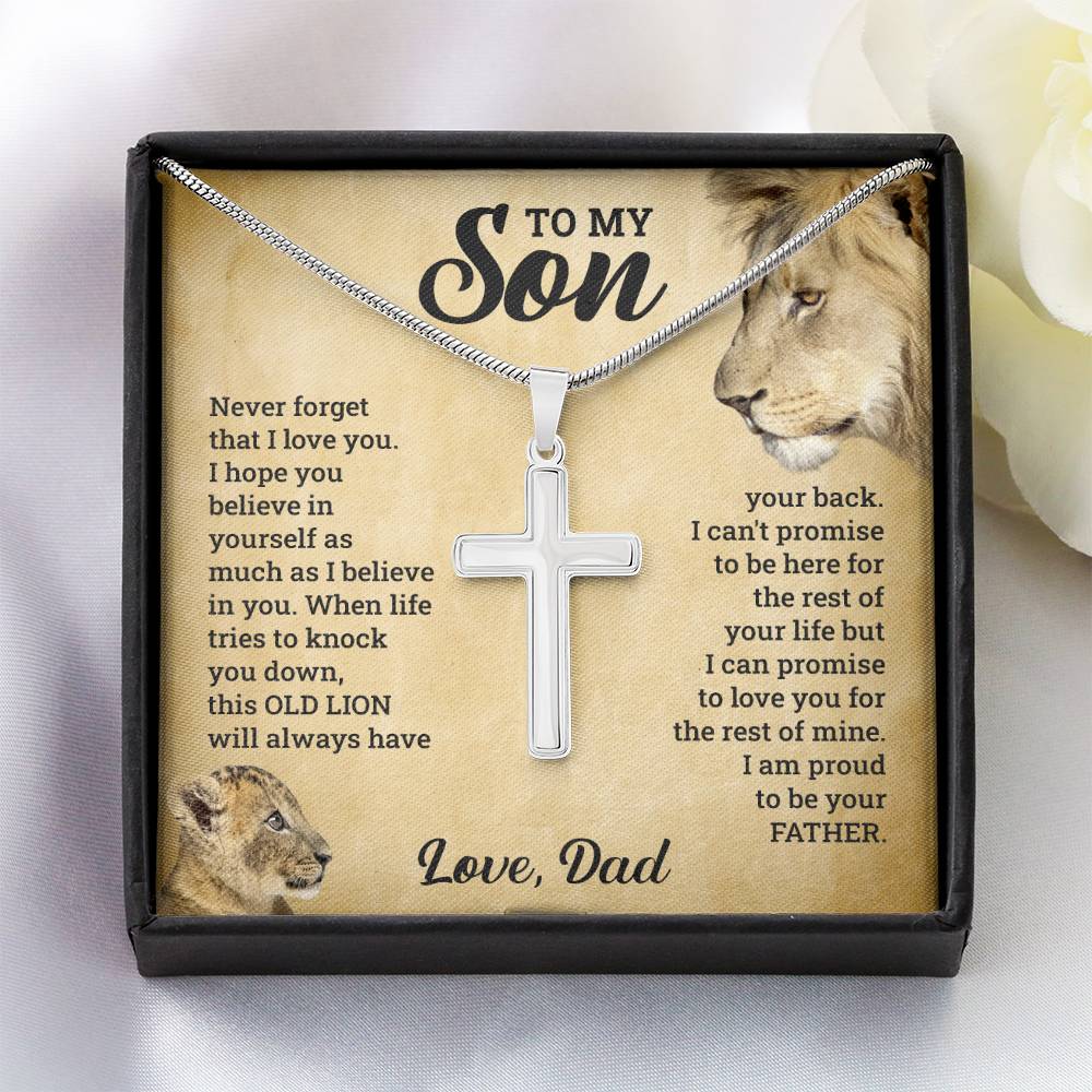 To My Son – This Old Lion – Cross Necklace Gift Set