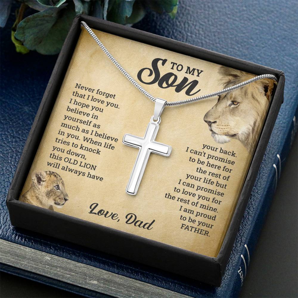 To My Son – This Old Lion – Cross Necklace Gift Set