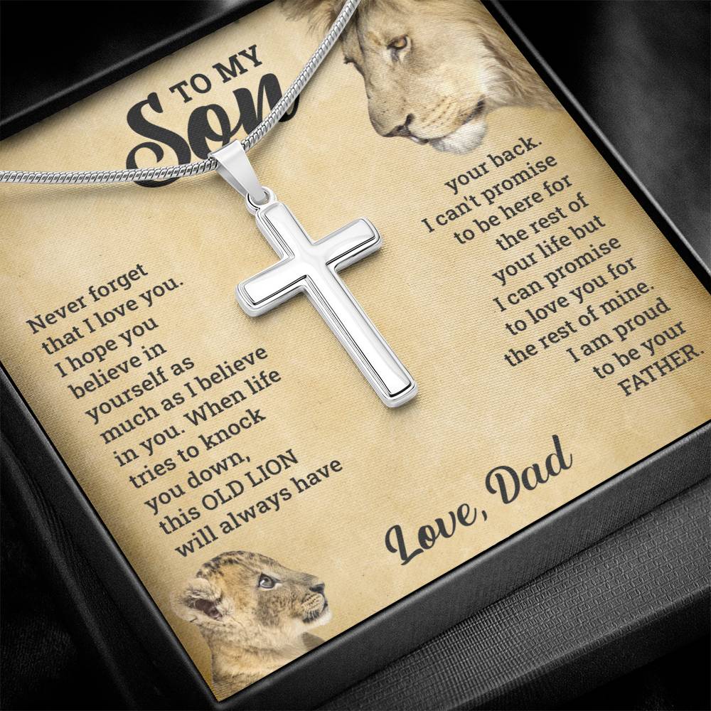To My Son – This Old Lion – Cross Necklace Gift Set