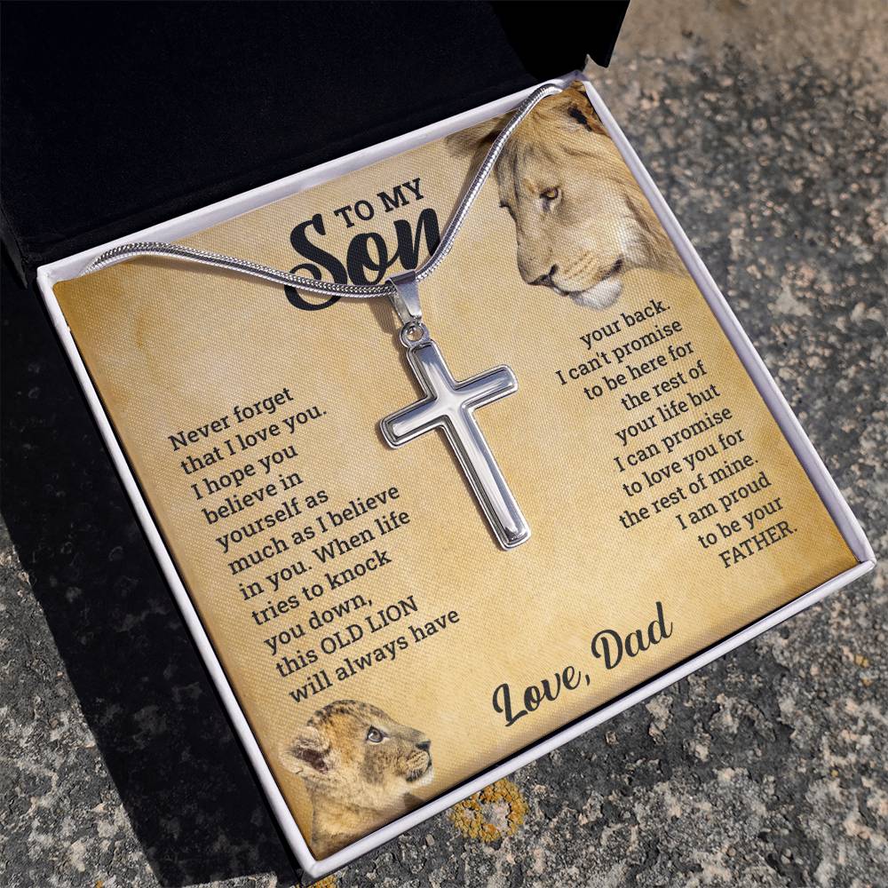 To My Son – This Old Lion – Cross Necklace Gift Set