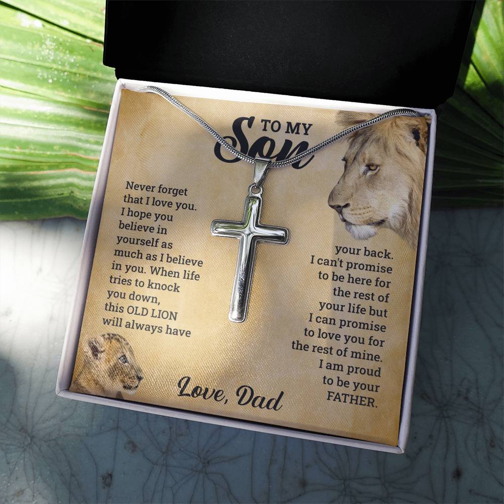 To My Son – This Old Lion – Cross Necklace Gift Set