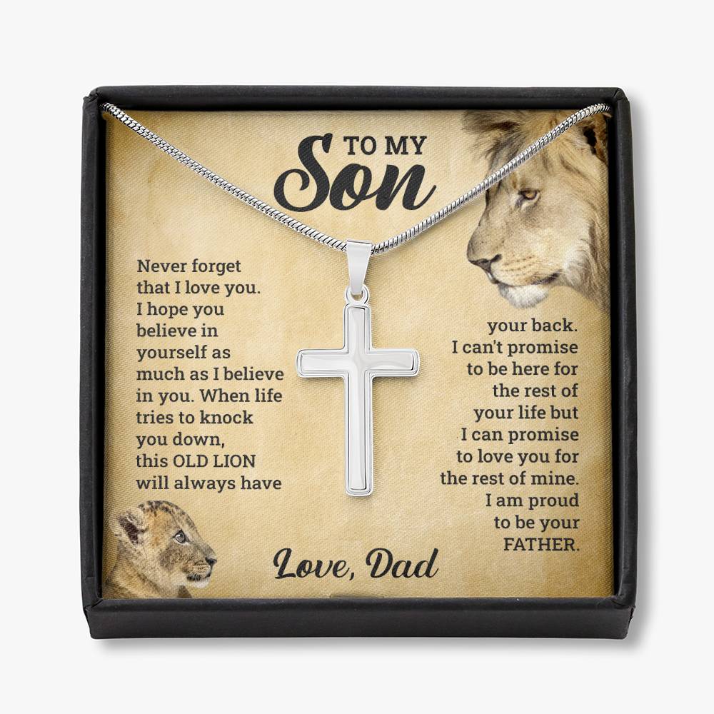 To My Son – This Old Lion – Cross Necklace Gift Set