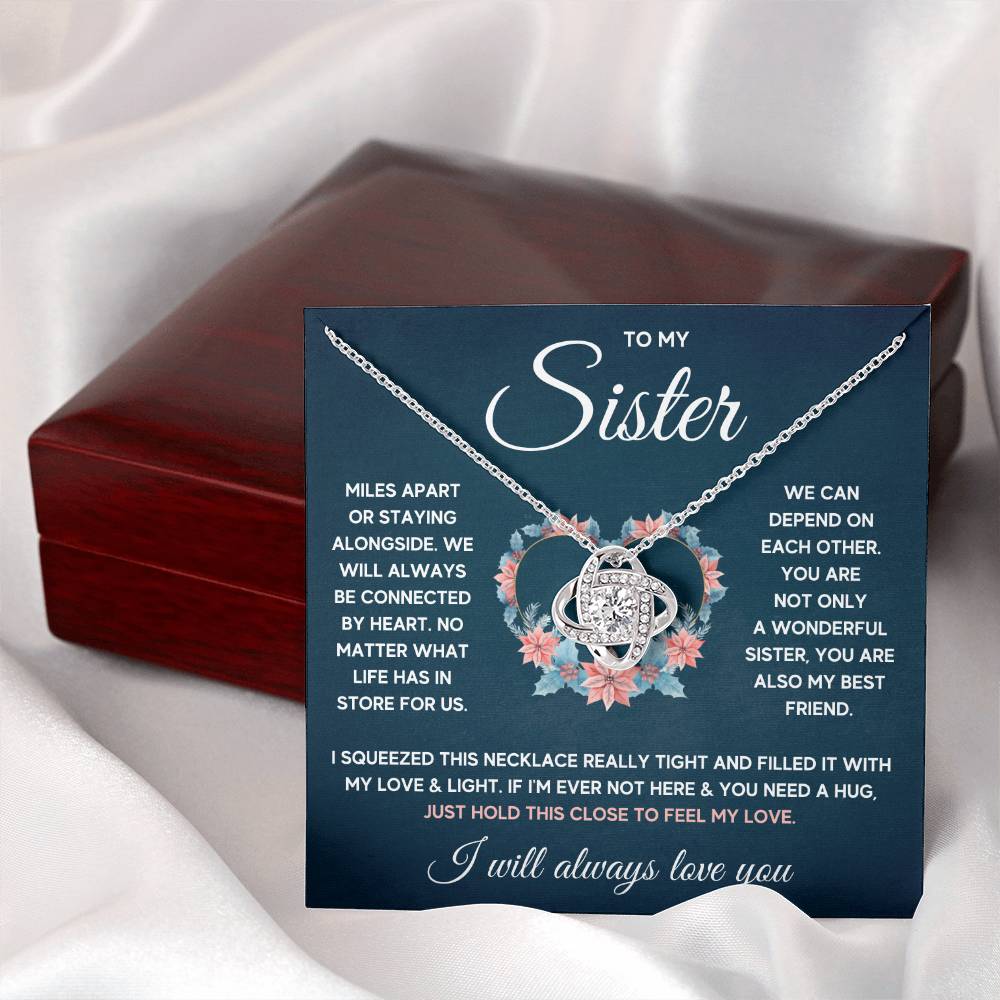 To My Sister – Squeezed Love Knot – Necklace Gift Set