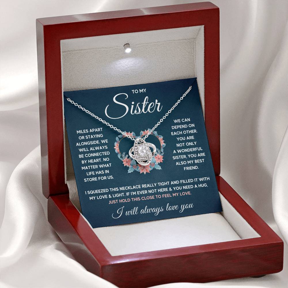 To My Sister – Squeezed Love Knot – Necklace Gift Set