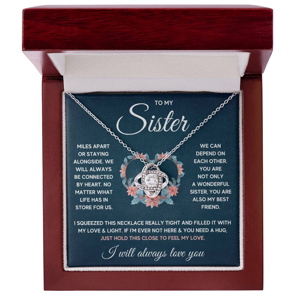 To My Sister – Squeezed Love Knot – Necklace Gift Set