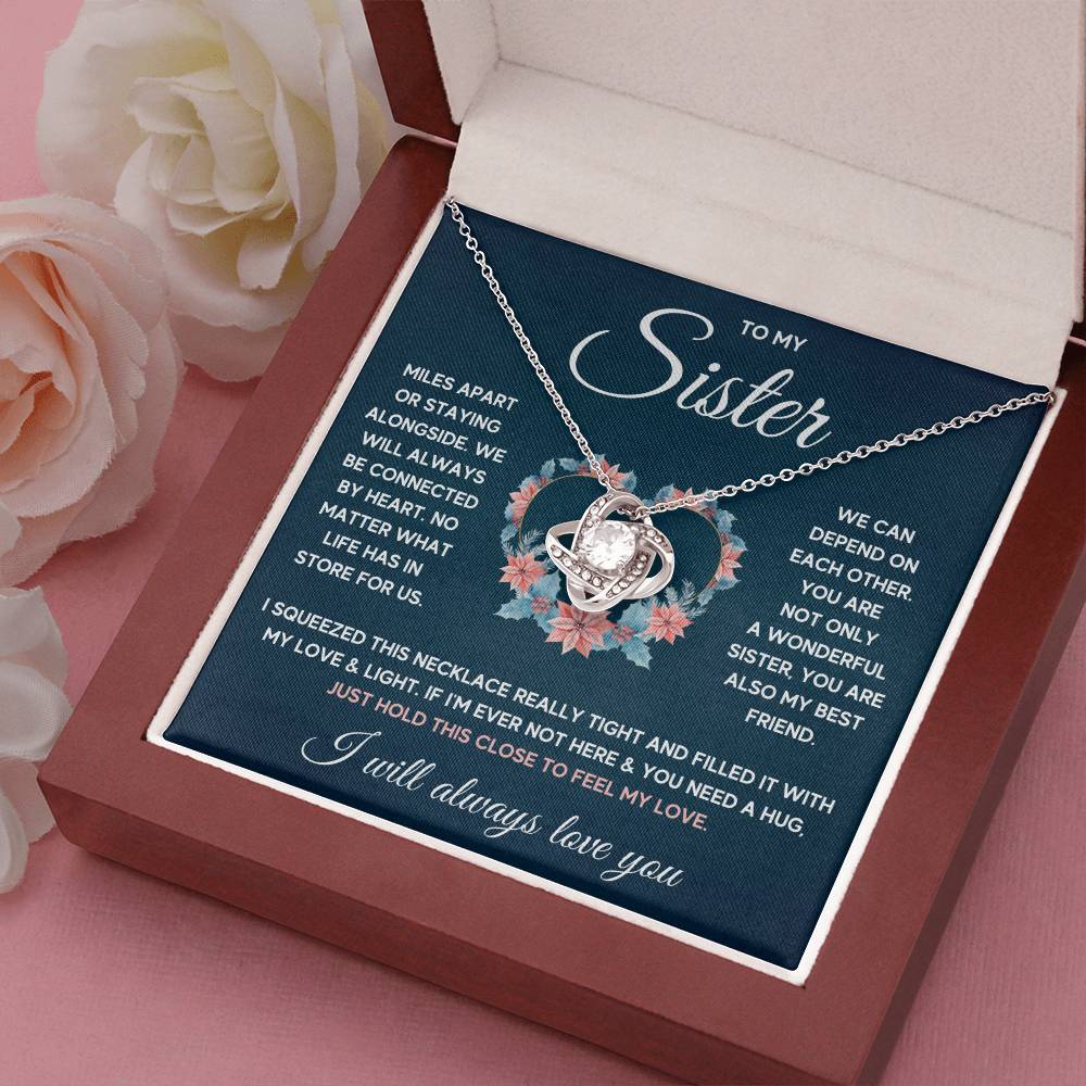 To My Sister – Squeezed Love Knot – Necklace Gift Set