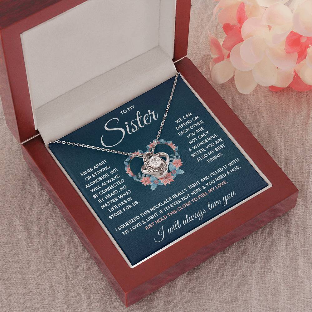 To My Sister – Squeezed Love Knot – Necklace Gift Set