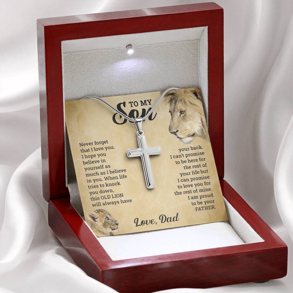 To My Son – This Old Lion – Cross Necklace Gift Set