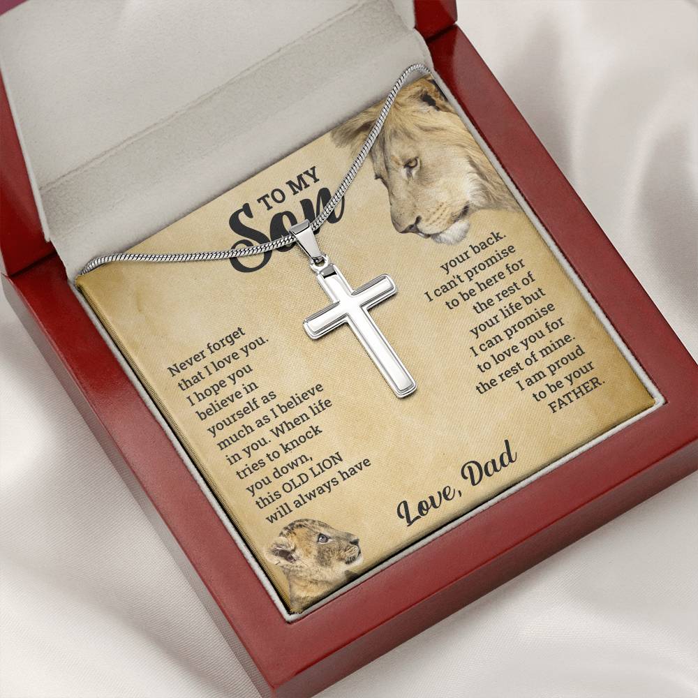 To My Son – This Old Lion – Cross Necklace Gift Set