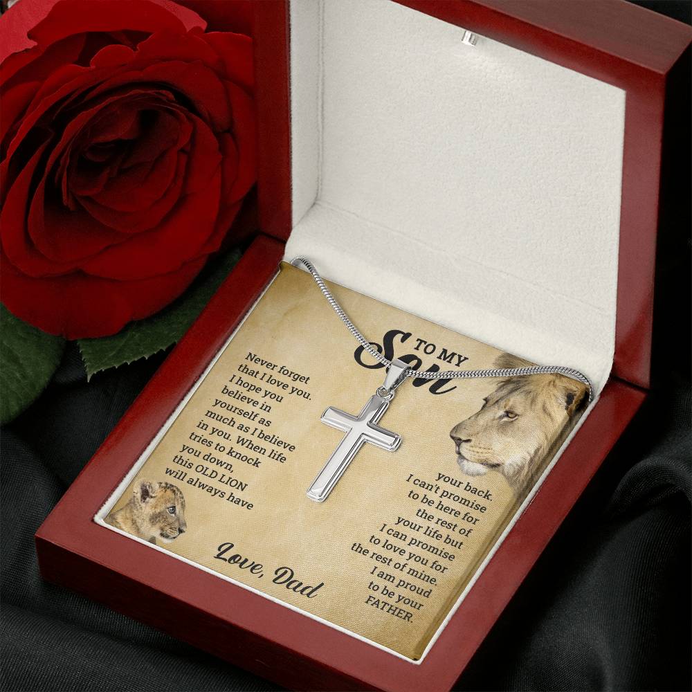 To My Son – This Old Lion – Cross Necklace Gift Set
