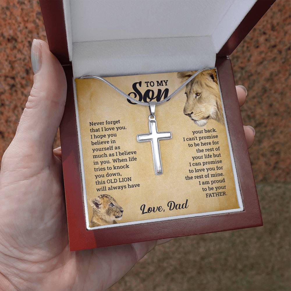 To My Son – This Old Lion – Cross Necklace Gift Set