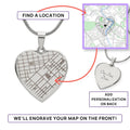 Engraved Heart Map Necklace for Her – Custom Location Gift for Wife, Mom or Girlfriend