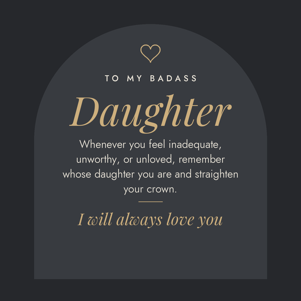 Message card: Badass Crown - Daughter Birthday Necklace with Rose Box