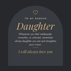 Message card: Badass Crown - Daughter Birthday Necklace with Rose Box