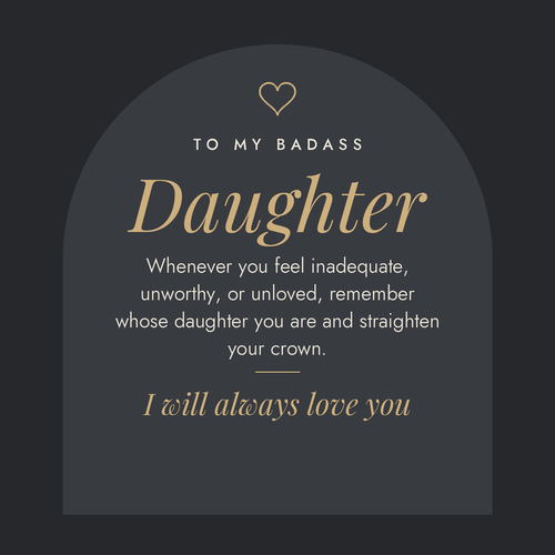 Message card: Badass Crown - Daughter Birthday Necklace with Rose Box
