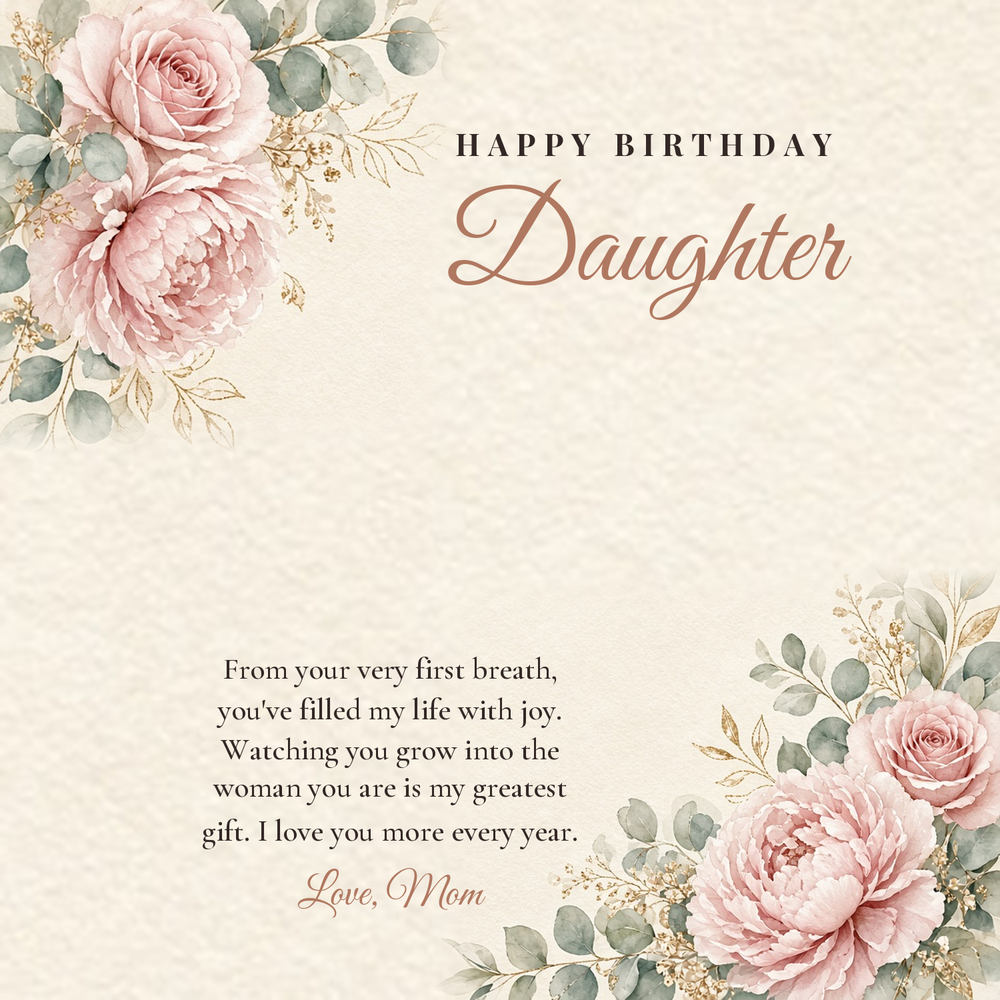 Message card: Birthday Love Knot Necklace for Daughter
