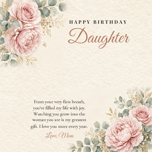 Message card: Birthday Love Knot Necklace for Daughter