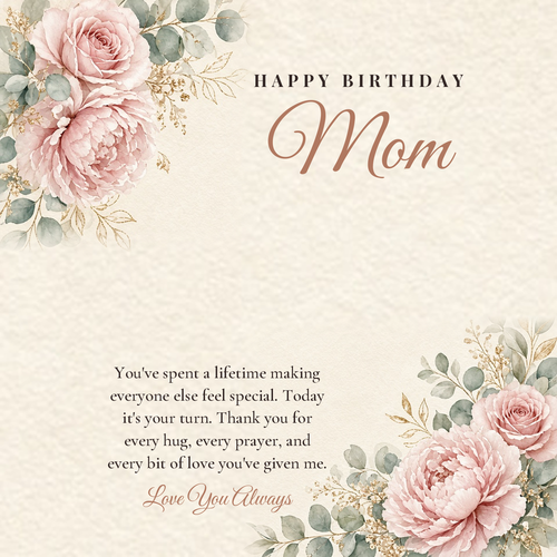 Message card: Birthday Love Knot Necklace for Mom
