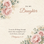 Message card: Christian Love Knot Necklace for Daughter – Philippians 4:13