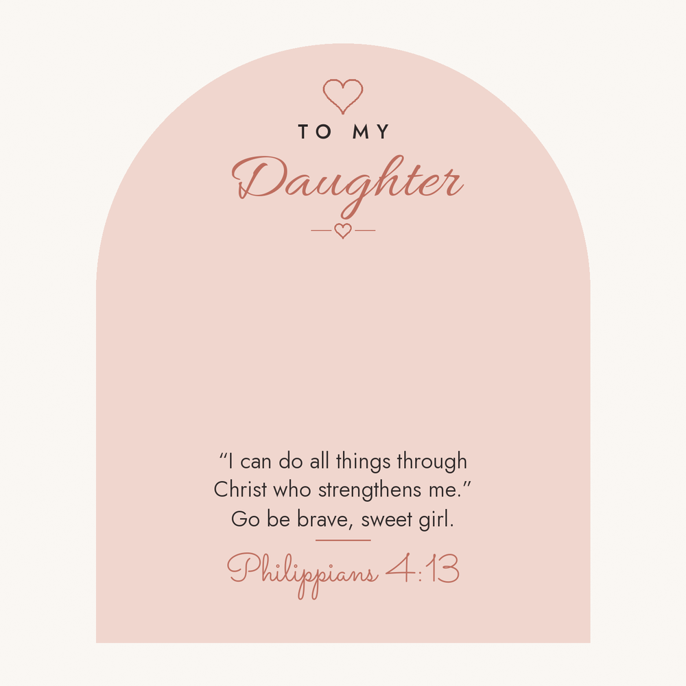 Message card: Christian Love Knot Necklace for Daughter – Philippians 4:13 – Modern Card