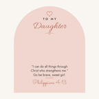 Message card: Christian Love Knot Necklace for Daughter – Philippians 4:13 – Modern Card
