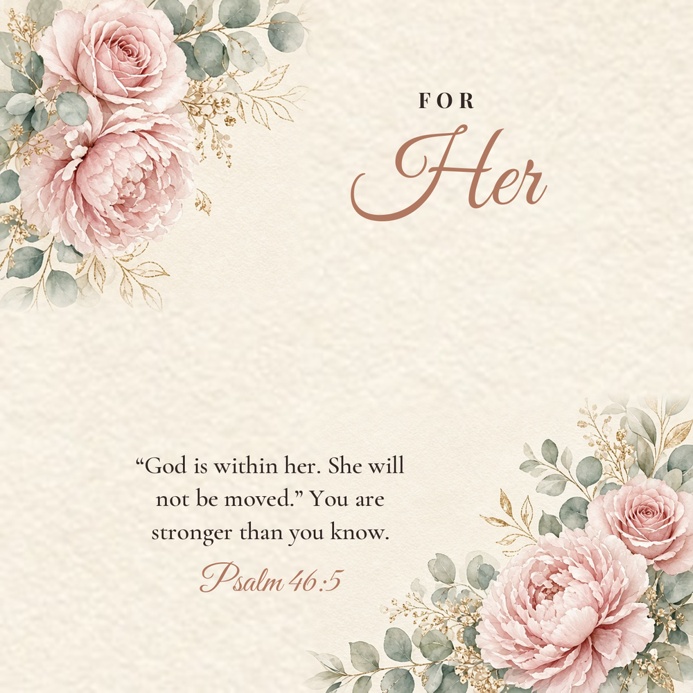 Message card: Christian Love Knot Necklace for Her – Psalm 46:5