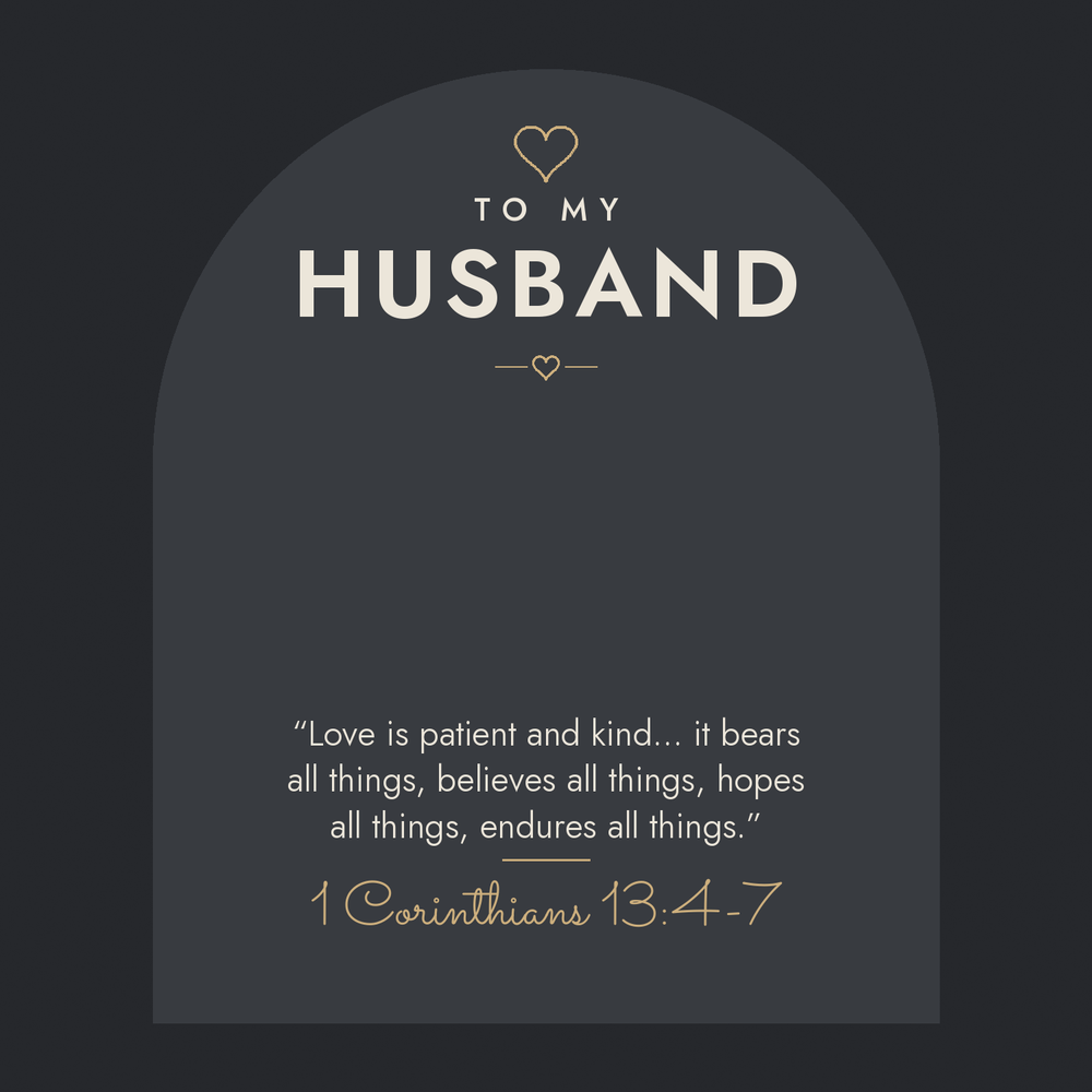 Message card: Christian Love Knot Necklace for Husband – 1 Corinthians 13 – Modern Card