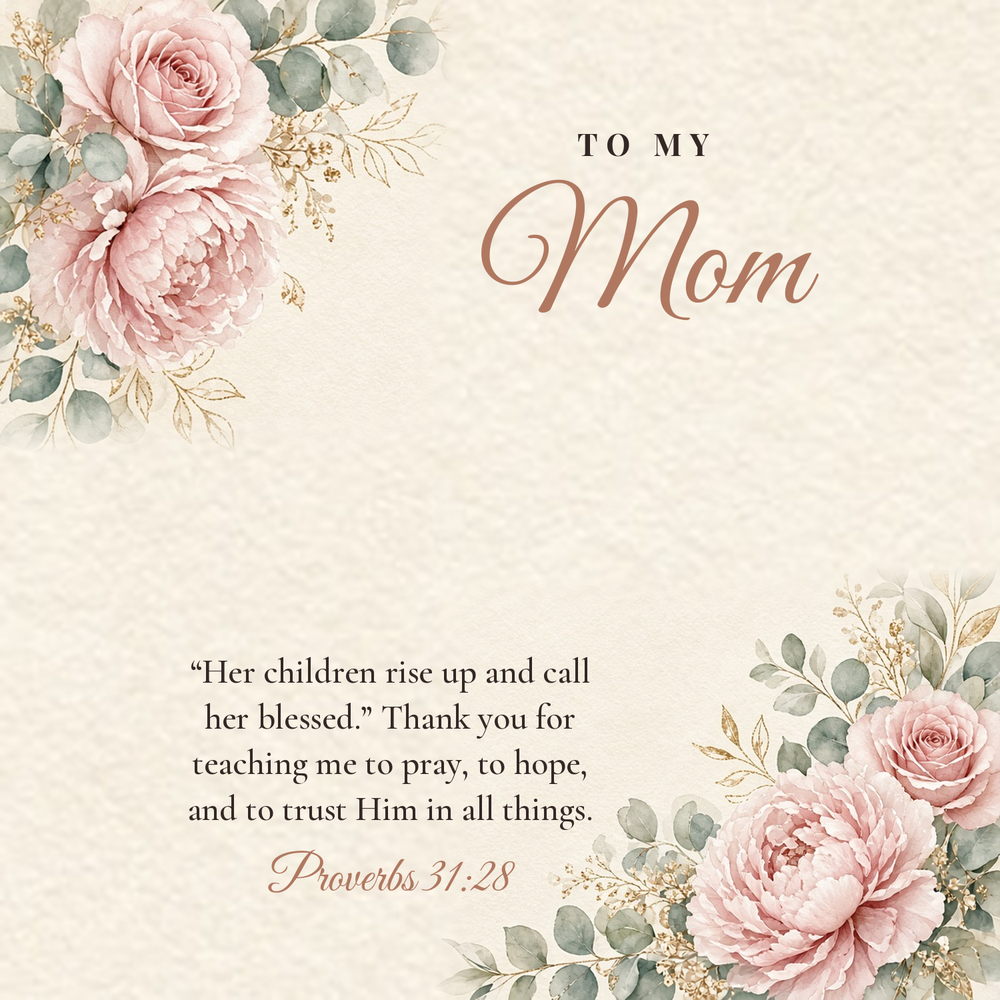 Message card: Christian Love Knot Necklace for Mom – Proverbs 31:28