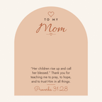 Message card: Christian Love Knot Necklace for Mom – Proverbs 31:28 – Modern Card