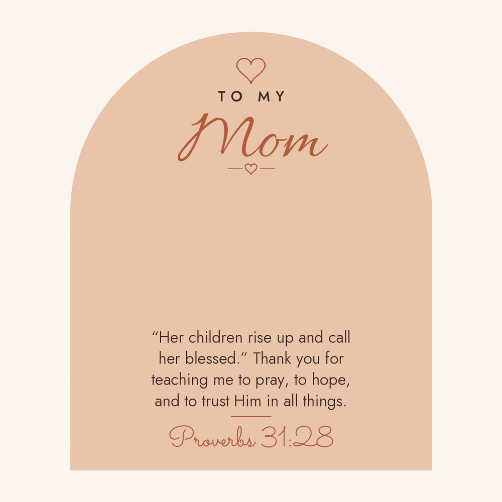 Message card: Christian Love Knot Necklace for Mom – Proverbs 31:28 – Modern Card
