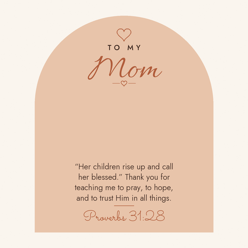 Message card: Christian Love Knot Necklace for Mom – Proverbs 31:28 – Modern Card